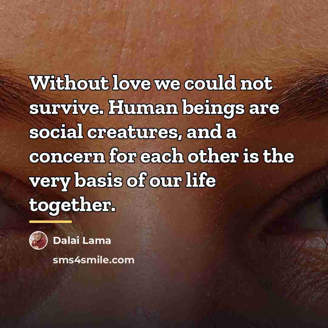 “Without love we could not survive. Human beings are social…” quote by Dalai Lama
