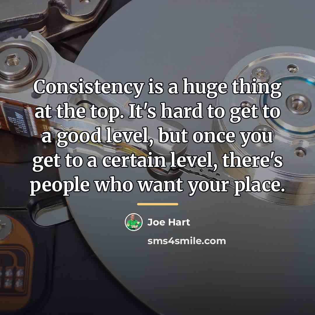 “Consistency is a huge thing at the top. It's hard…” quote by Joe Hart