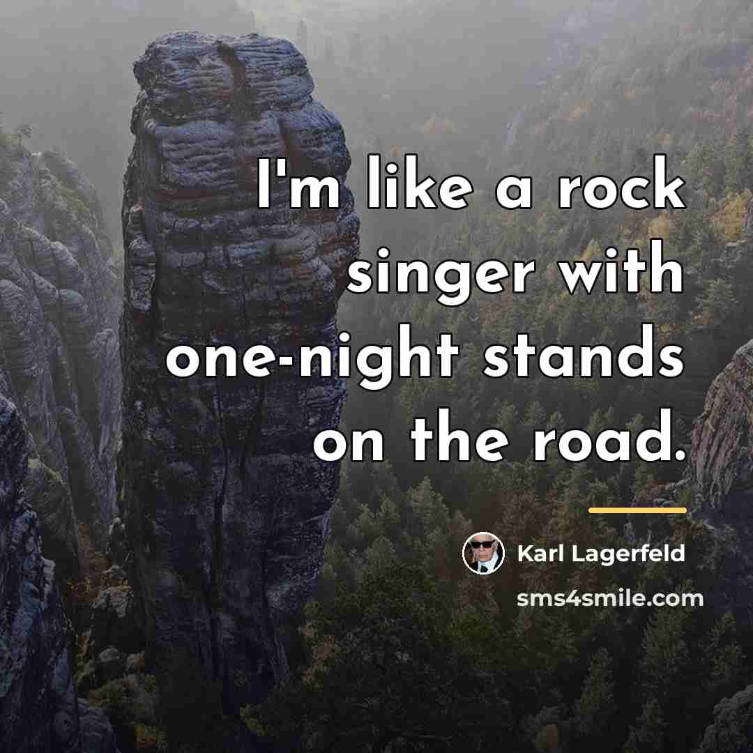 “I'm like a rock singer with one-night stands on the…” quote by Karl Lagerfeld