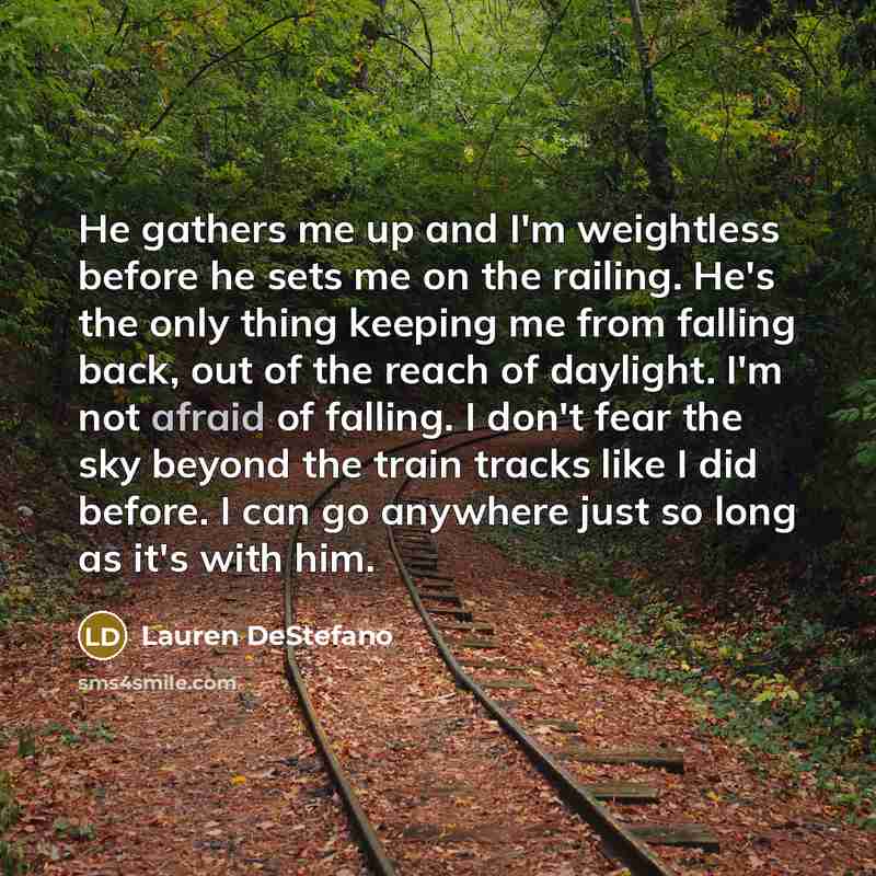 “He gathers me up and I'm weightless before he sets…” quote by Lauren DeStefano