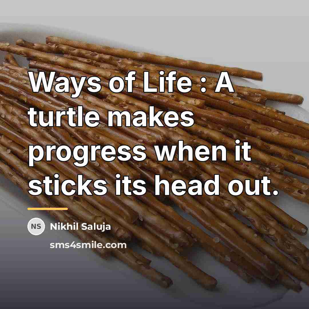 “Ways of Life : A turtle makes progress when it…” quote by Nikhil Saluja