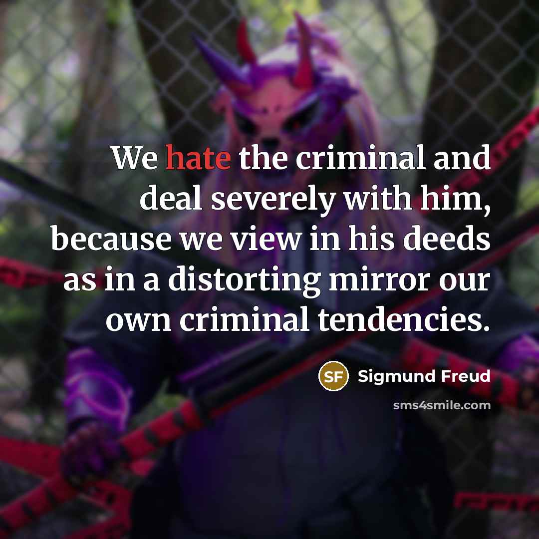 “We hate the criminal and deal severely with him, because…” quote by Sigmund Freud
