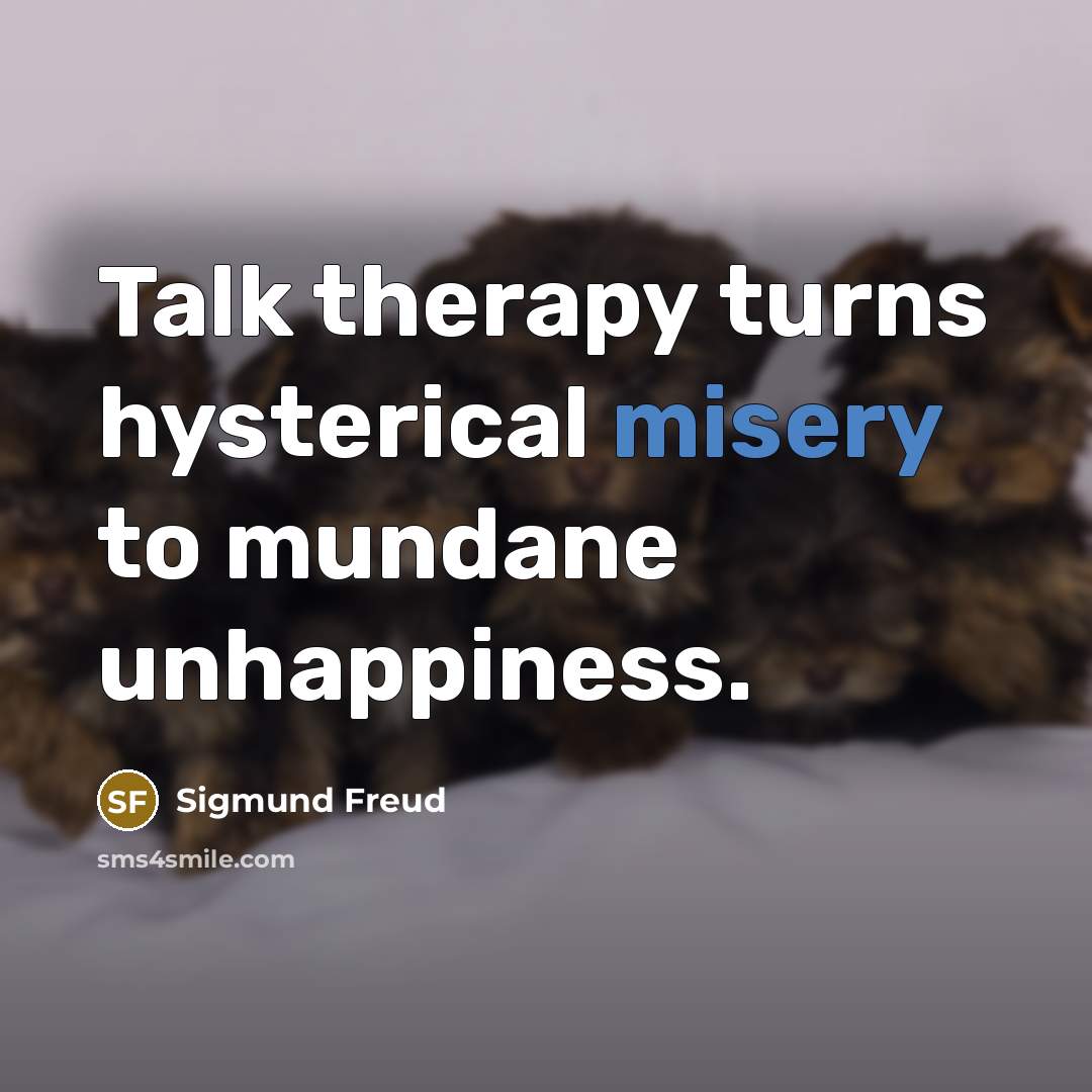 “Talk therapy turns hysterical misery to mundane unhappiness.…” quote by Sigmund Freud