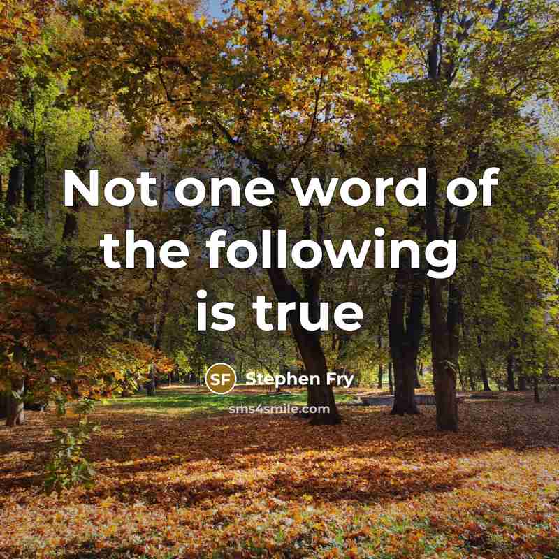 “Not one word of the following is true…” quote by Stephen Fry