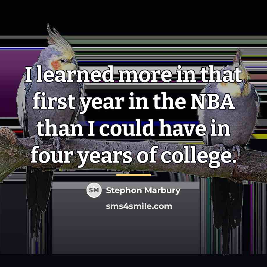 “I learned more in that first year in the NBA…” quote by Stephon Marbury