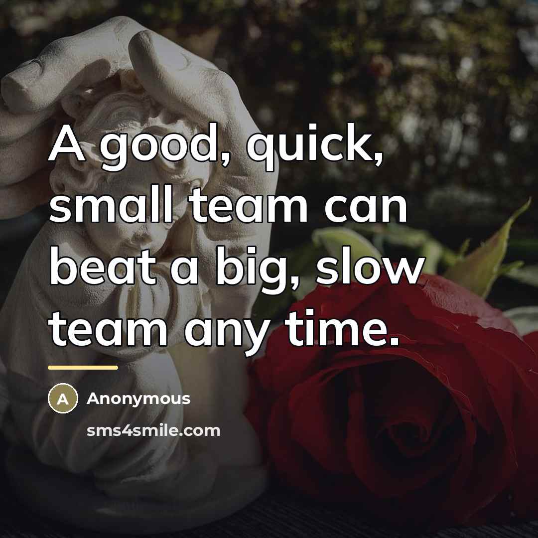 “A good, quick, small team can beat a big, slow…” quote by Anonymous