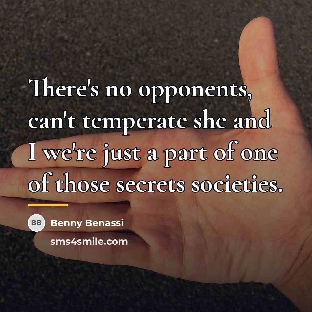 “There's no opponents, can't temperate she and I we're just…” quote by Benny Benassi