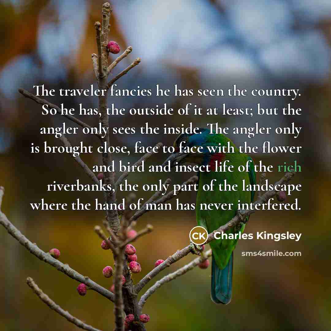 “The traveler fancies he has seen the country. So he…” quote by Charles Kingsley