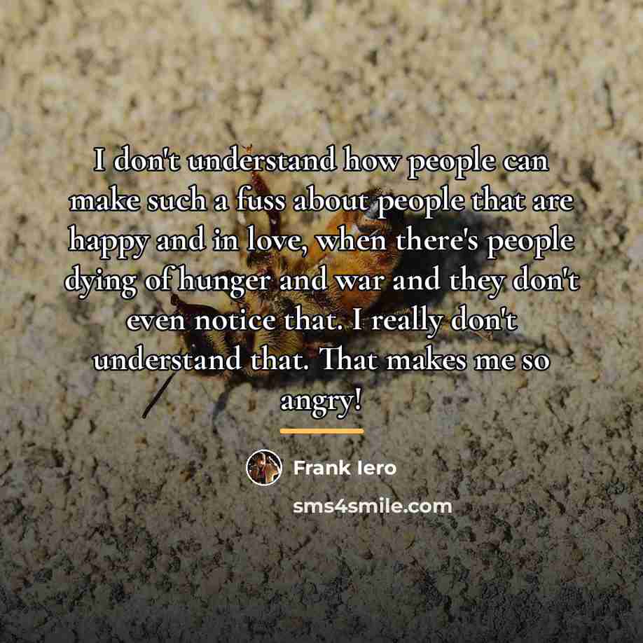 “I don't understand how people can make such a fuss…” quote by Frank Iero