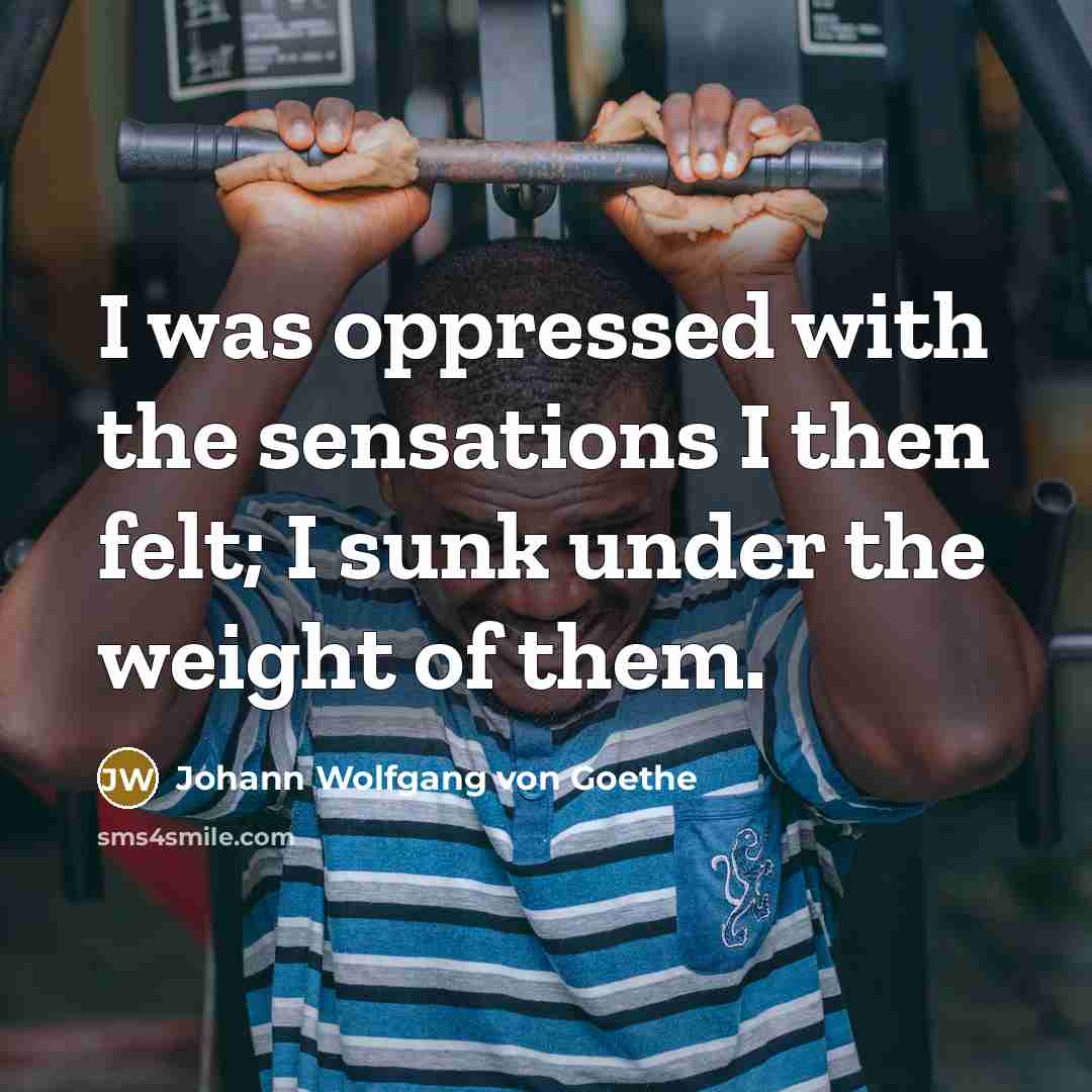 “I was oppressed with the sensations I then felt; I…” quote by Johann Wolfgang von Goethe