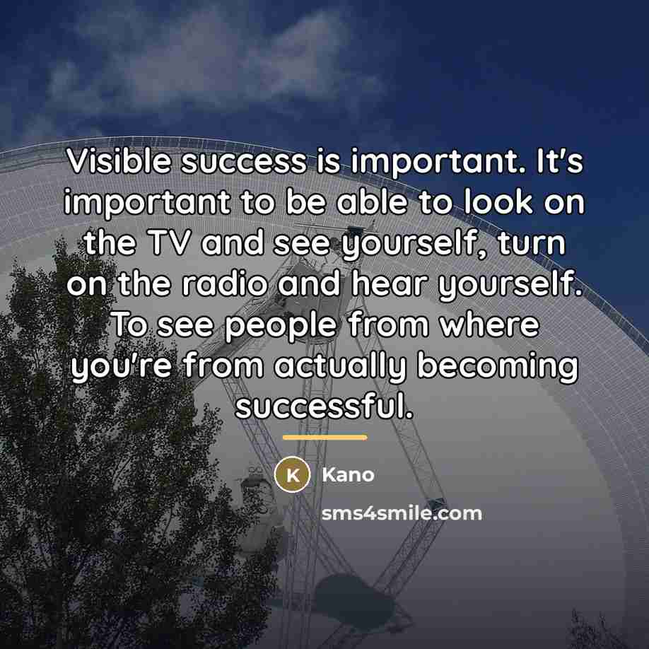 “Visible success is important. It's important to be able to…” quote by Kano