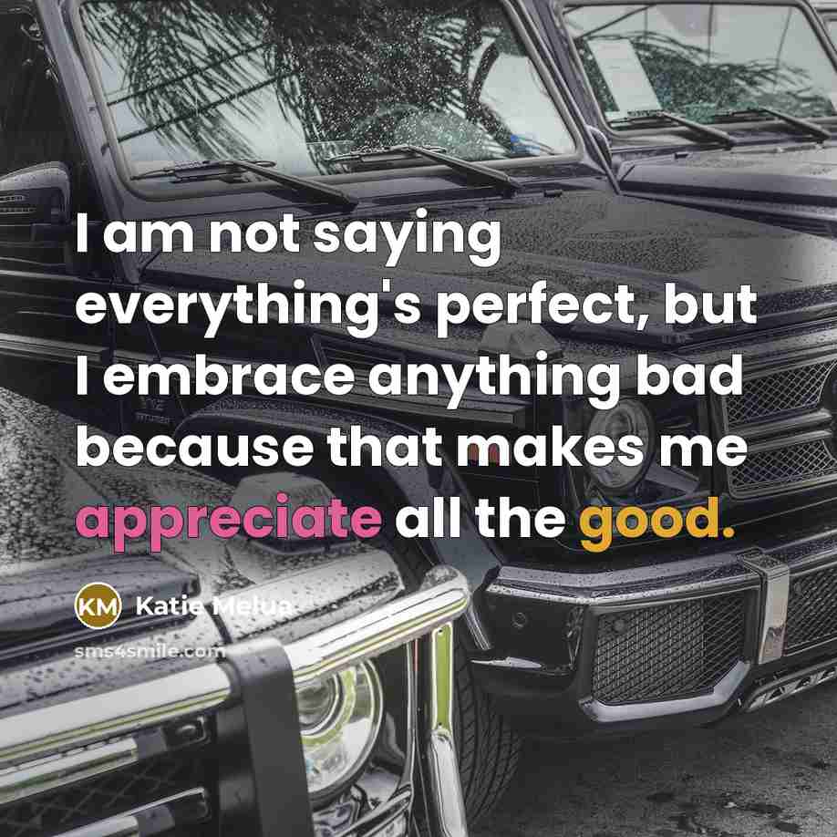 “I am not saying everything's perfect, but I embrace anything…” quote by Katie Melua