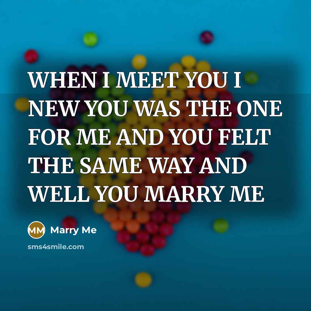 “WHEN I MEET YOU I NEW YOU WAS THE ONE FOR ME AND YOU FELT THE SAME WAY AND WELL YOU MARRY ME” quote by Marry Me