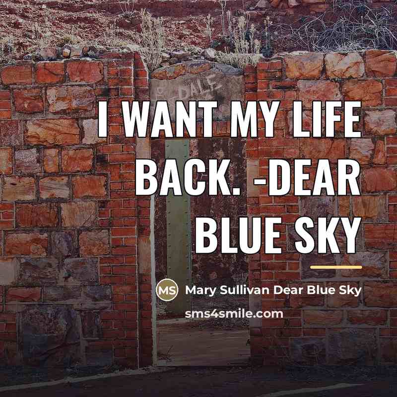 “I want my life back. -Dear Blue Sky…” quote by Mary Sullivan Dear Blue Sky