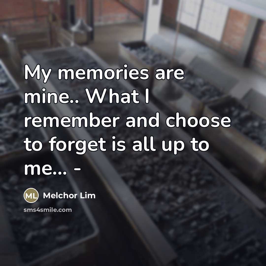 “My memories are mine.. What I remember and choose to…” quote by Melchor Lim