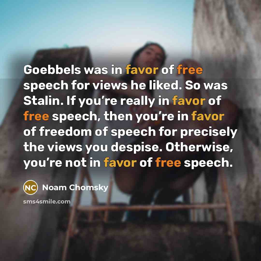 “Goebbels was in favor of free speech for views he…” quote by Noam Chomsky
