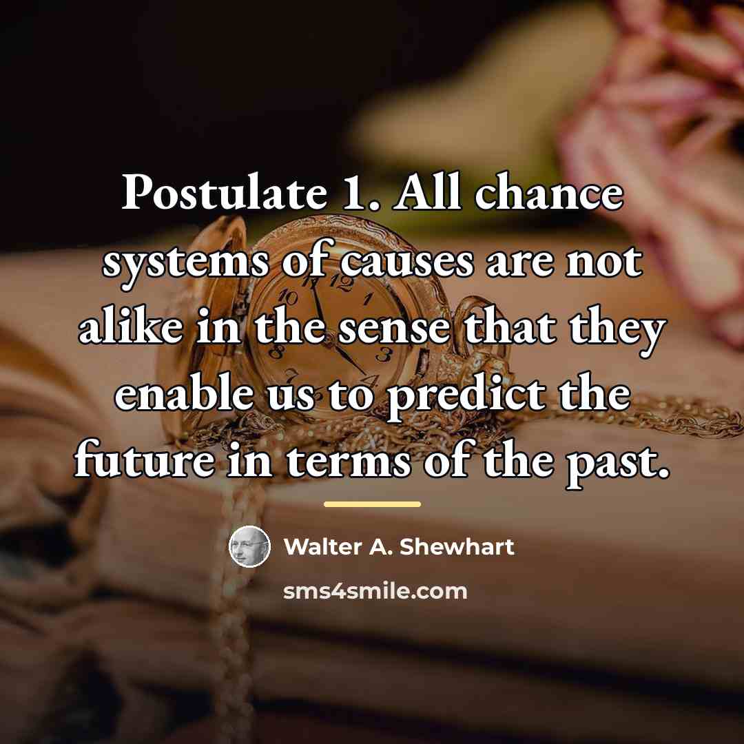“Postulate 1. All chance systems of causes are not alike…” quote by Walter A. Shewhart