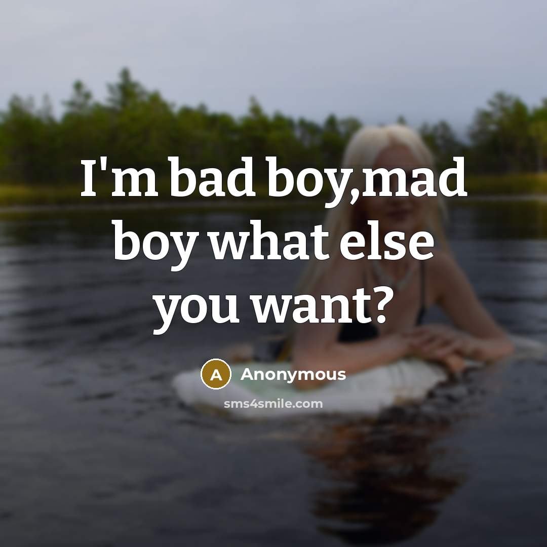“I'm bad boy,mad boy what else you want?…” quote by Anonymous