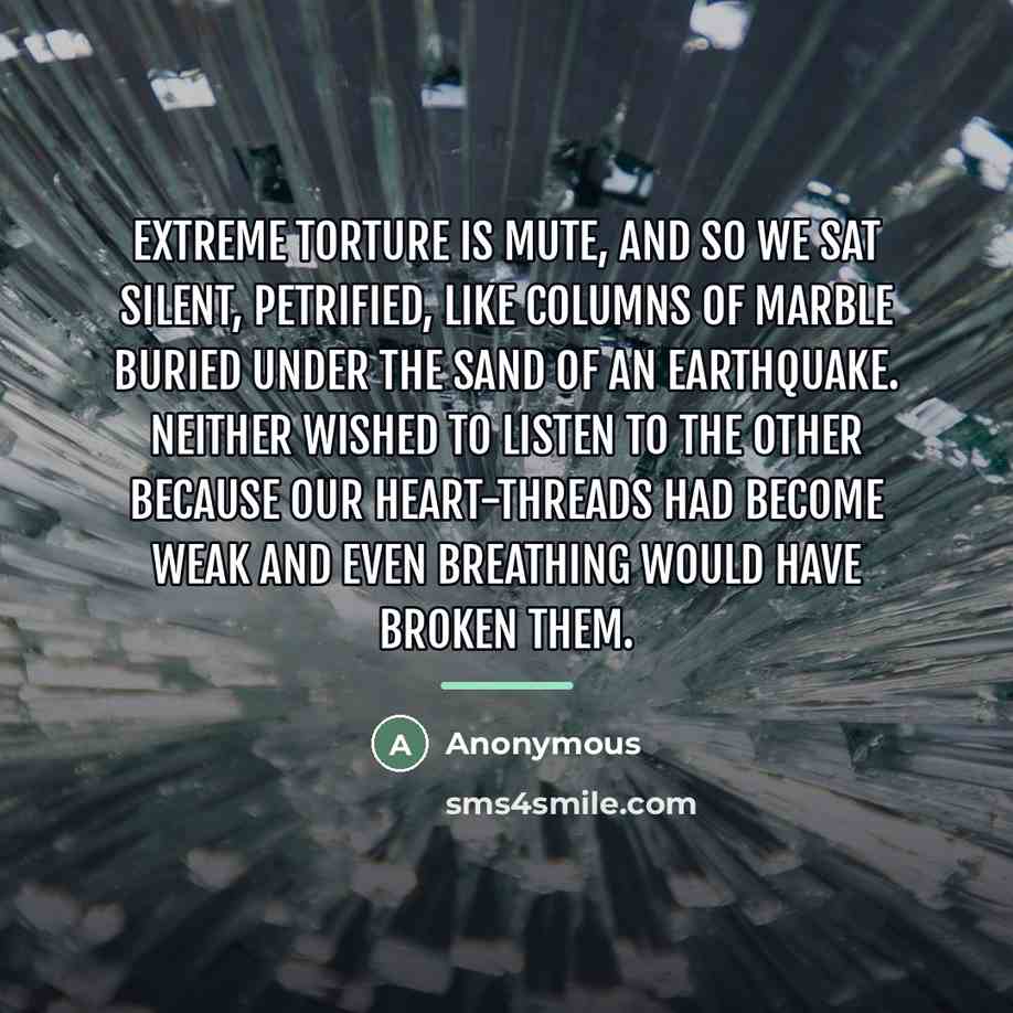 “Extreme torture is mute, and so we sat silent, petrified,…” quote by Anonymous