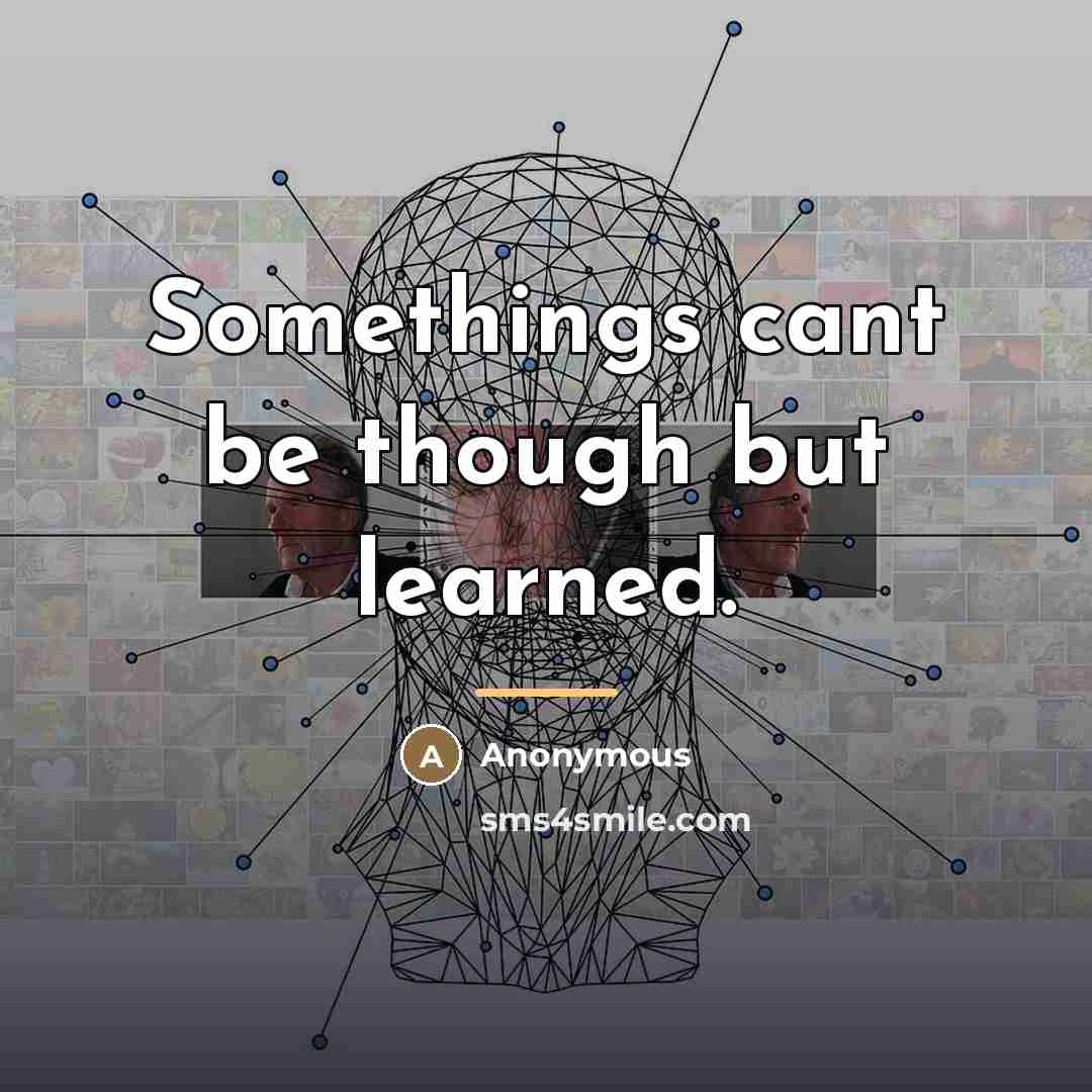 “Somethings cant be though but learned.…” quote by Anonymous