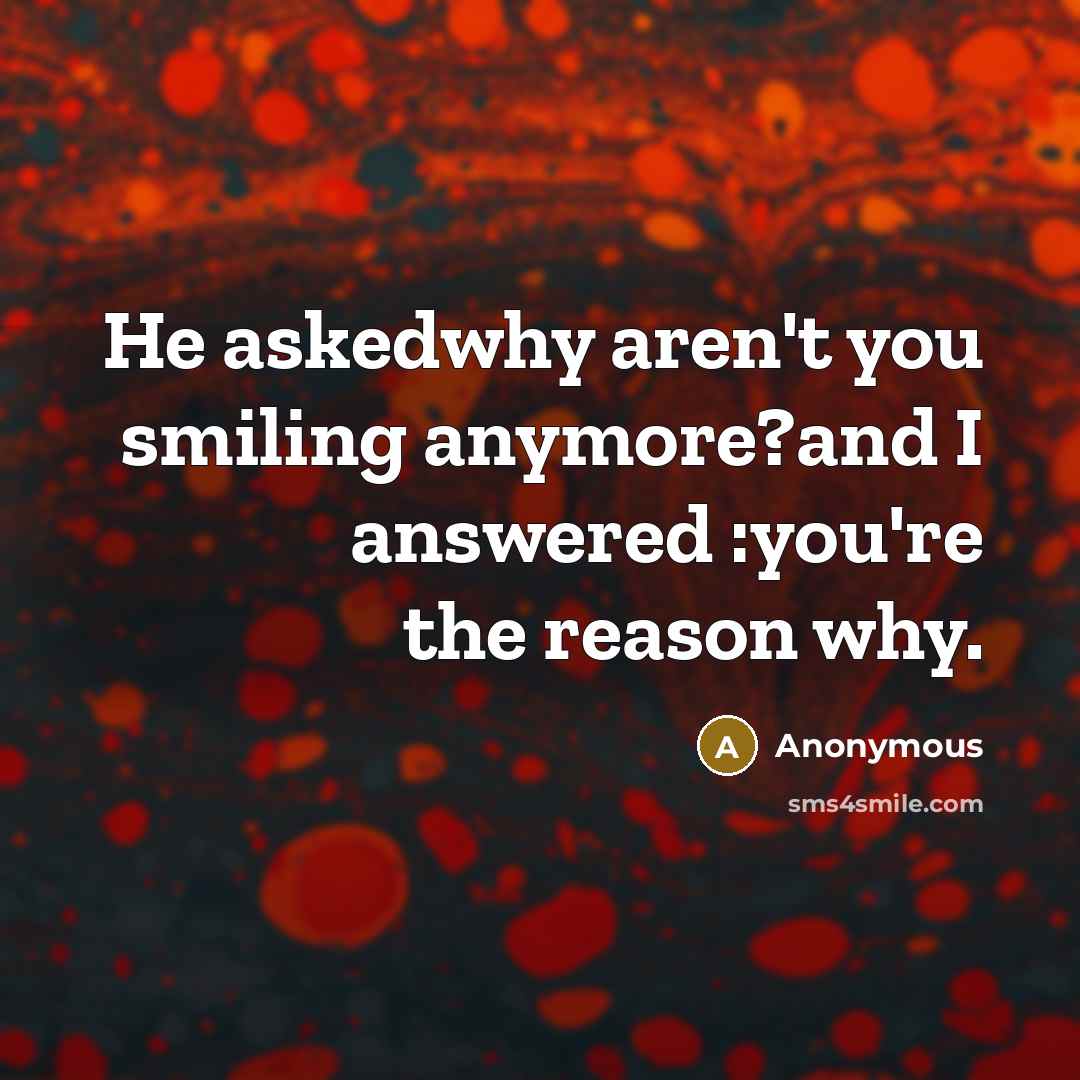 “He askedwhy aren't you smiling anymore?and I answered :you're the…” quote by Anonymous