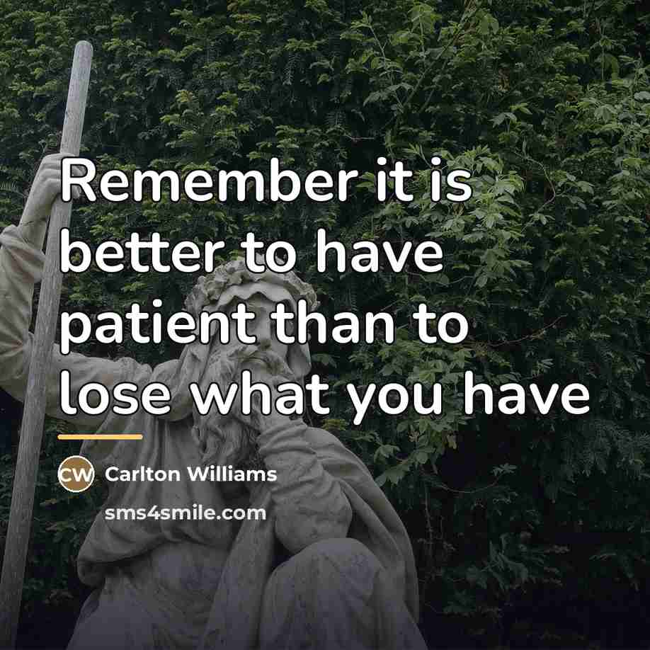 “Remember it is better to have patient than to lose…” quote by Anonymous