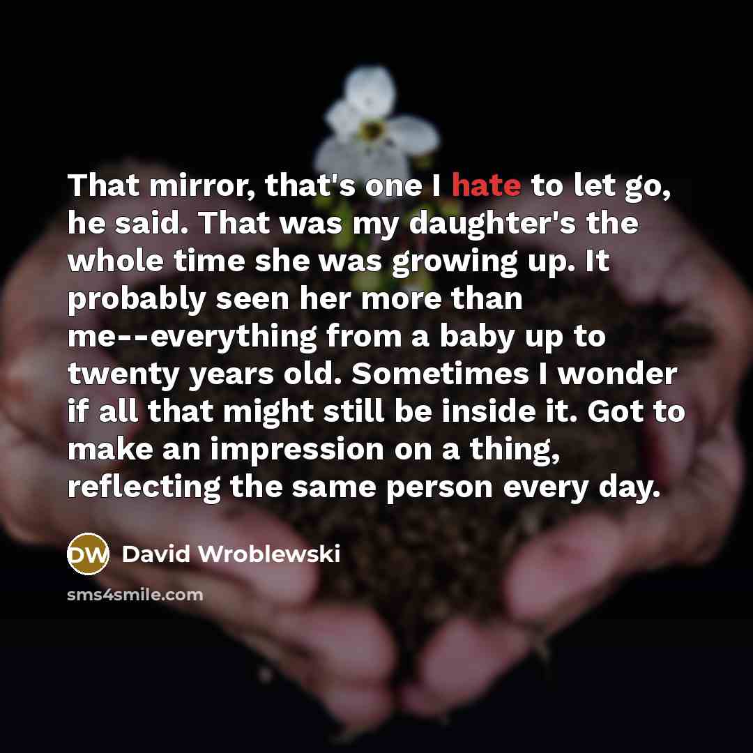 “That mirror, that's one I hate to let go, he…” quote by David Wroblewski