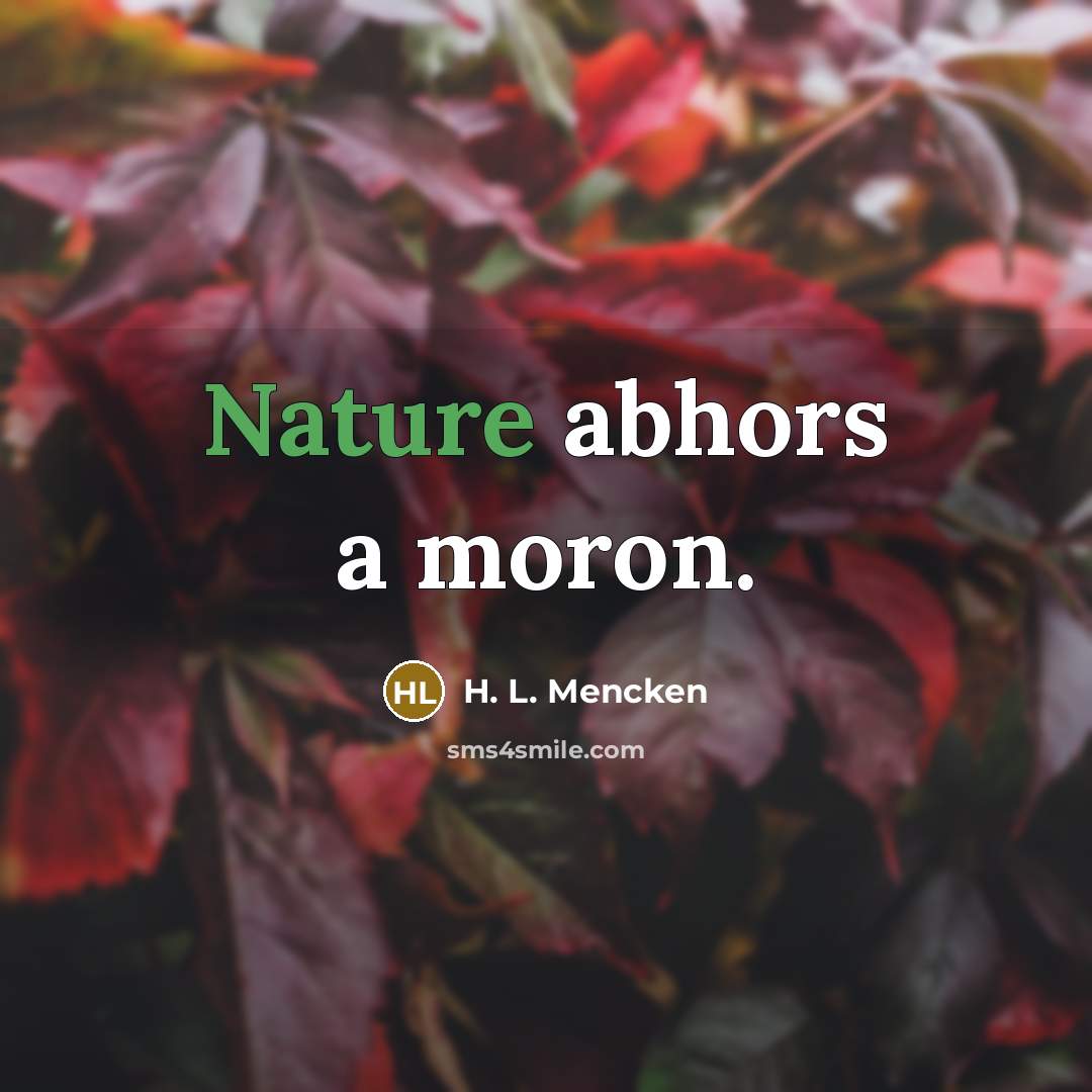 “Nature abhors a moron.…” quote by H. L. Mencken