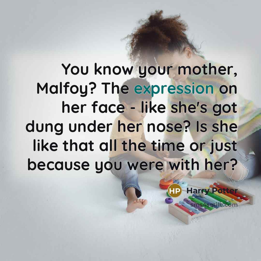 “You know your mother, Malfoy? The expression on her face…” quote by Harry Potter