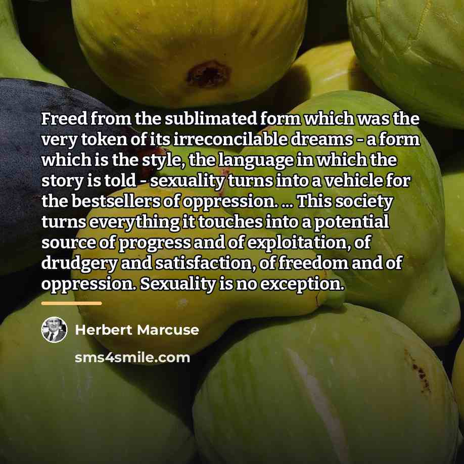 “Freed from the sublimated form which was the very token…” quote by Herbert Marcuse