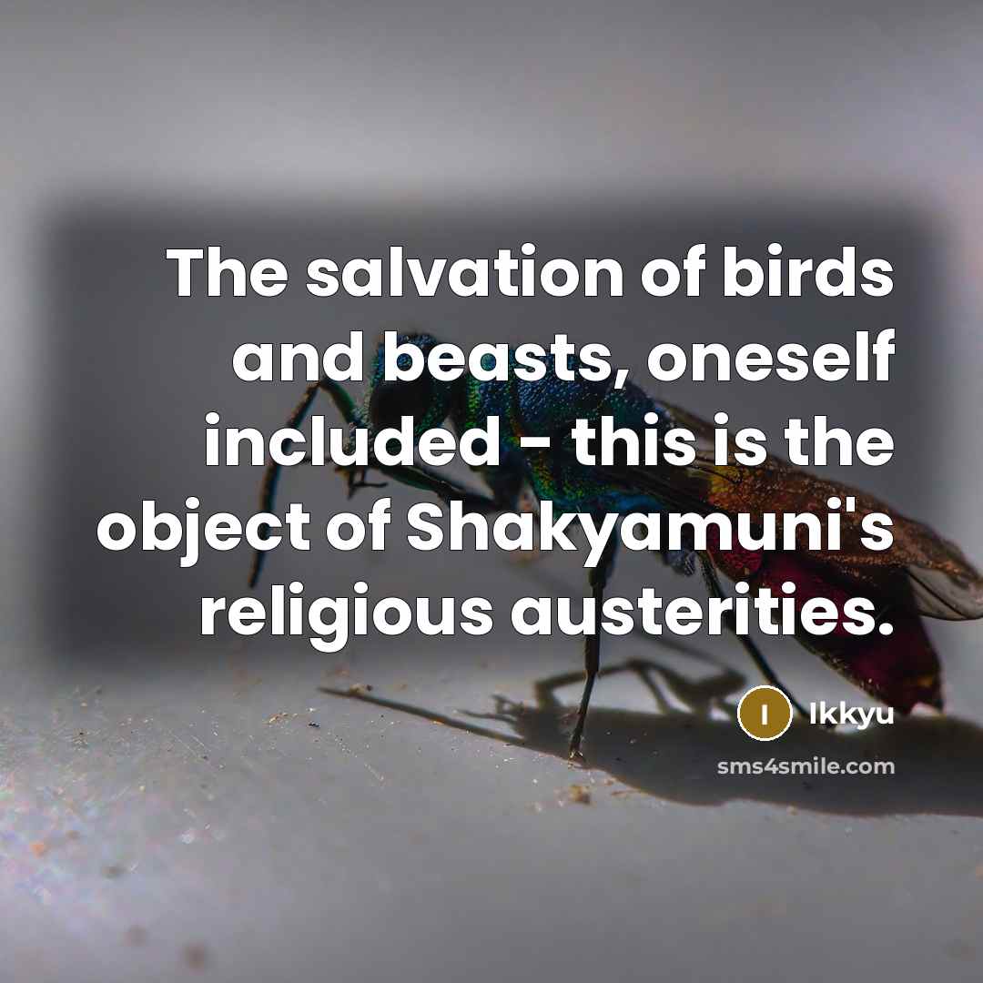 “The salvation of birds and beasts, oneself included - this…” quote by Ikkyu