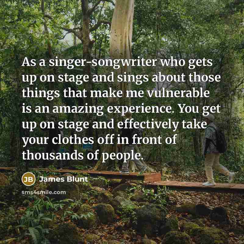 “As a singer-songwriter who gets up on stage and sings…” quote by James Blunt