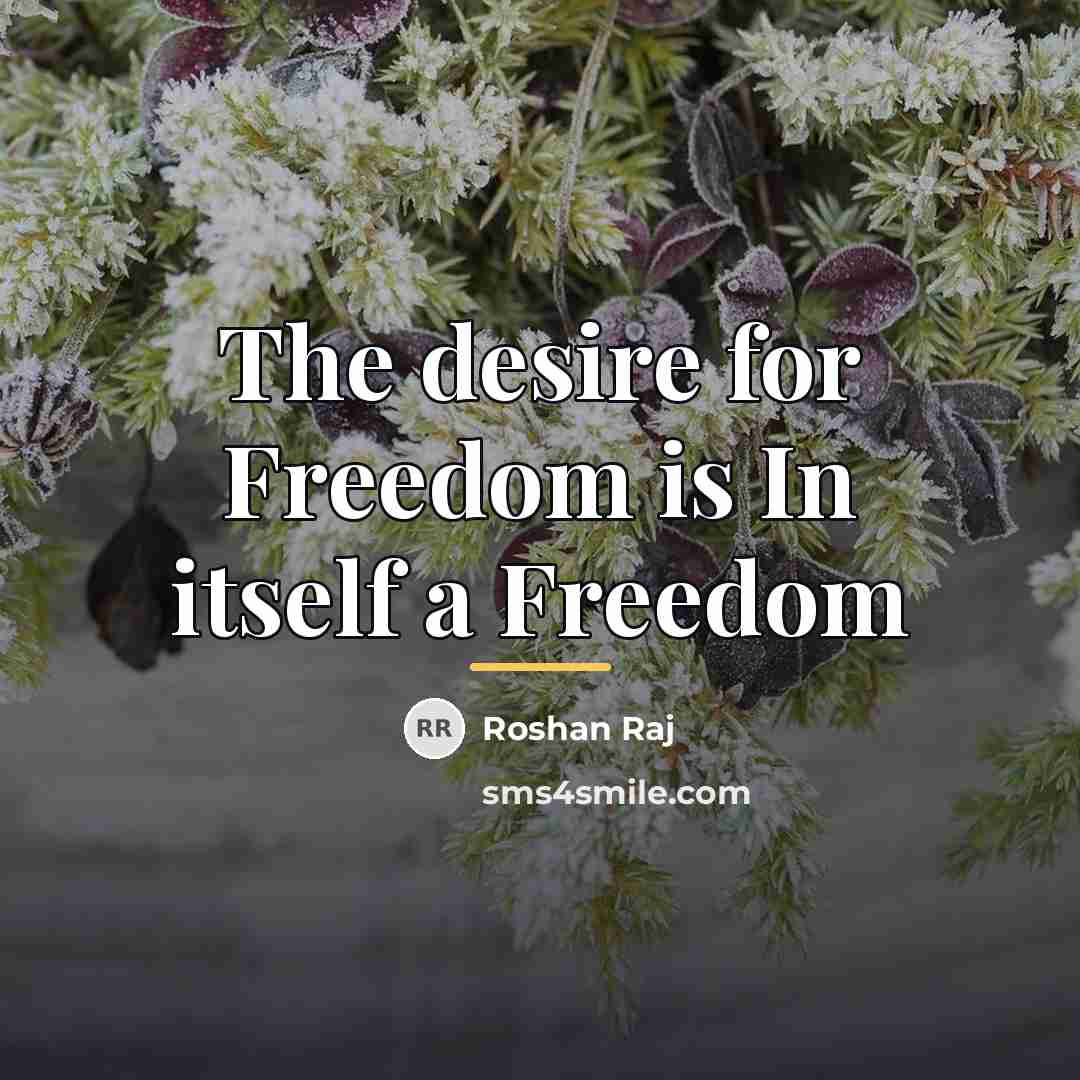 “The desire for Freedom is In itself a Freedom…” quote by Anonymous