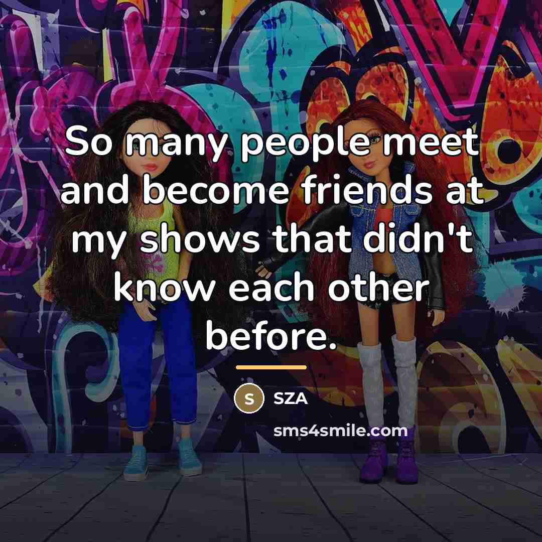 “So many people meet and become friends at my shows…” quote by SZA