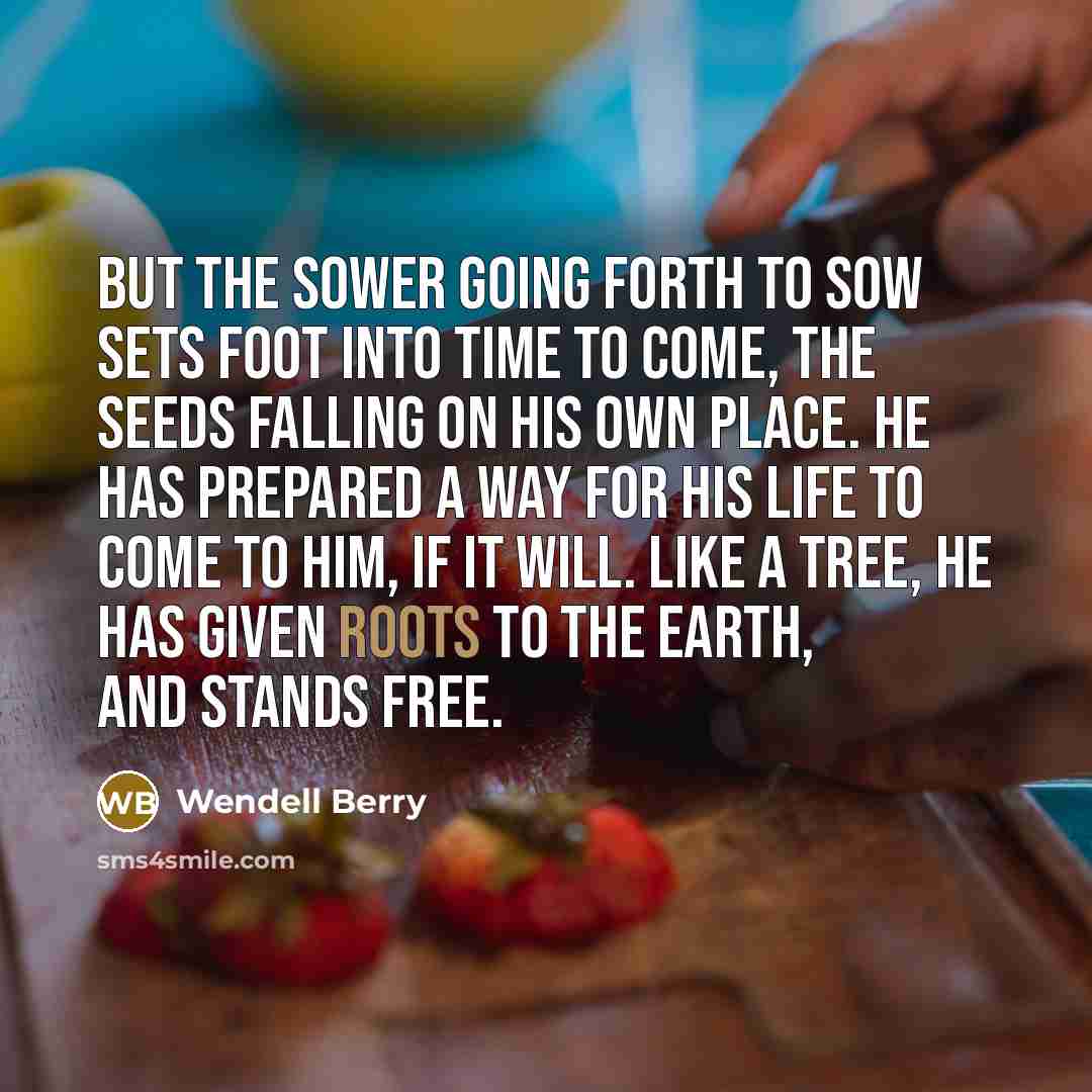 “But the sower going forth to sow sets foot into…” quote by Wendell Berry