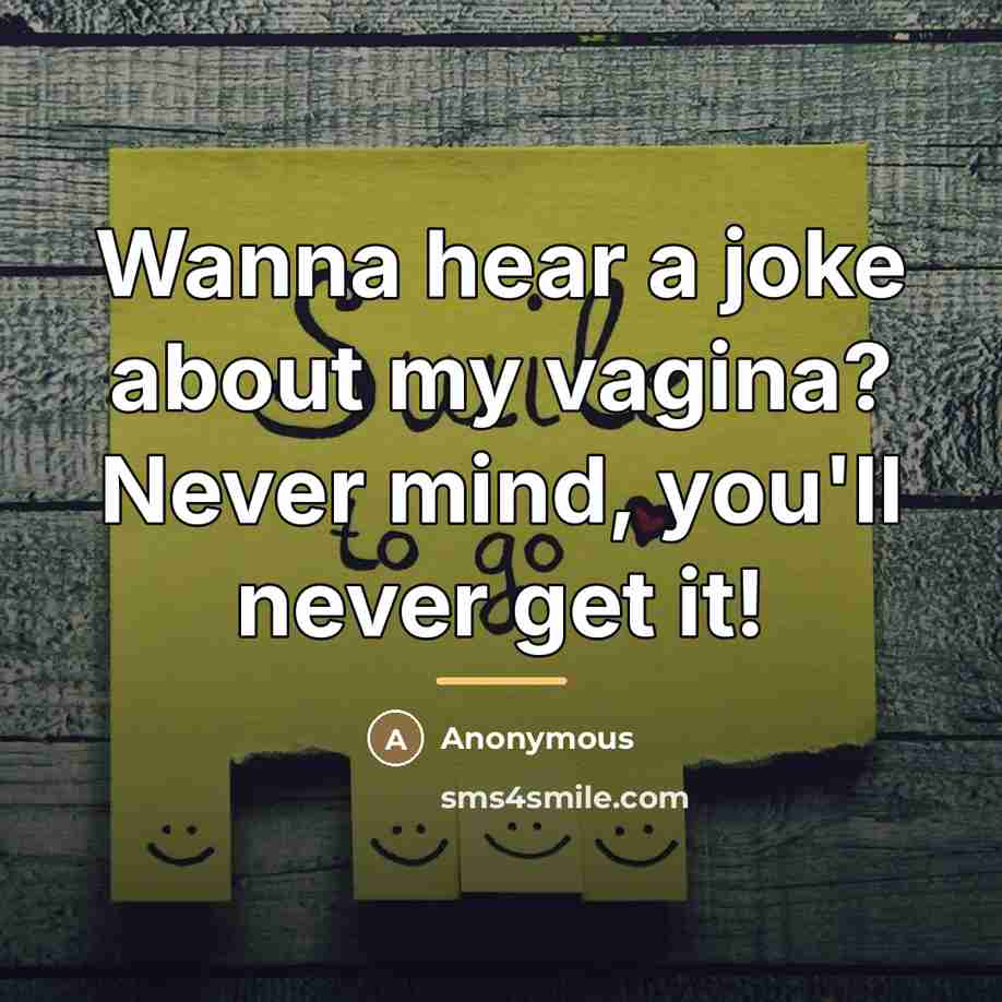 “Wanna hear a joke about my vagina? Never mind, you'll…” quote by Anonymous
