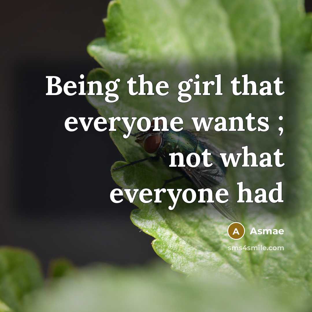 “Being the girl that everyone wants ; not what everyone had” quote by Asmae