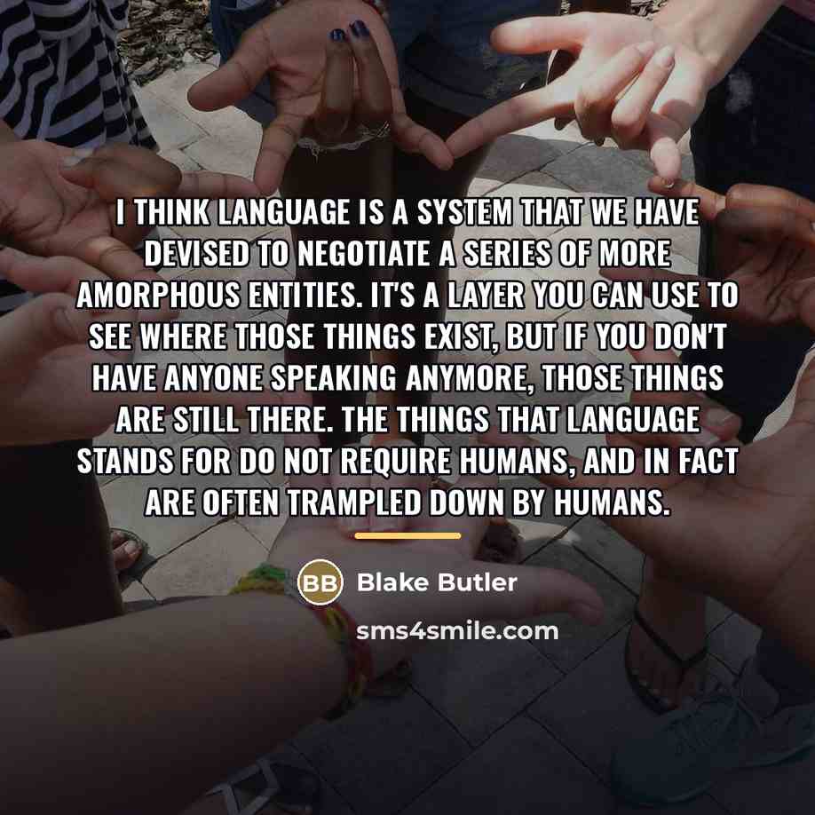 “I think language is a system that we have devised…” quote by Blake Butler