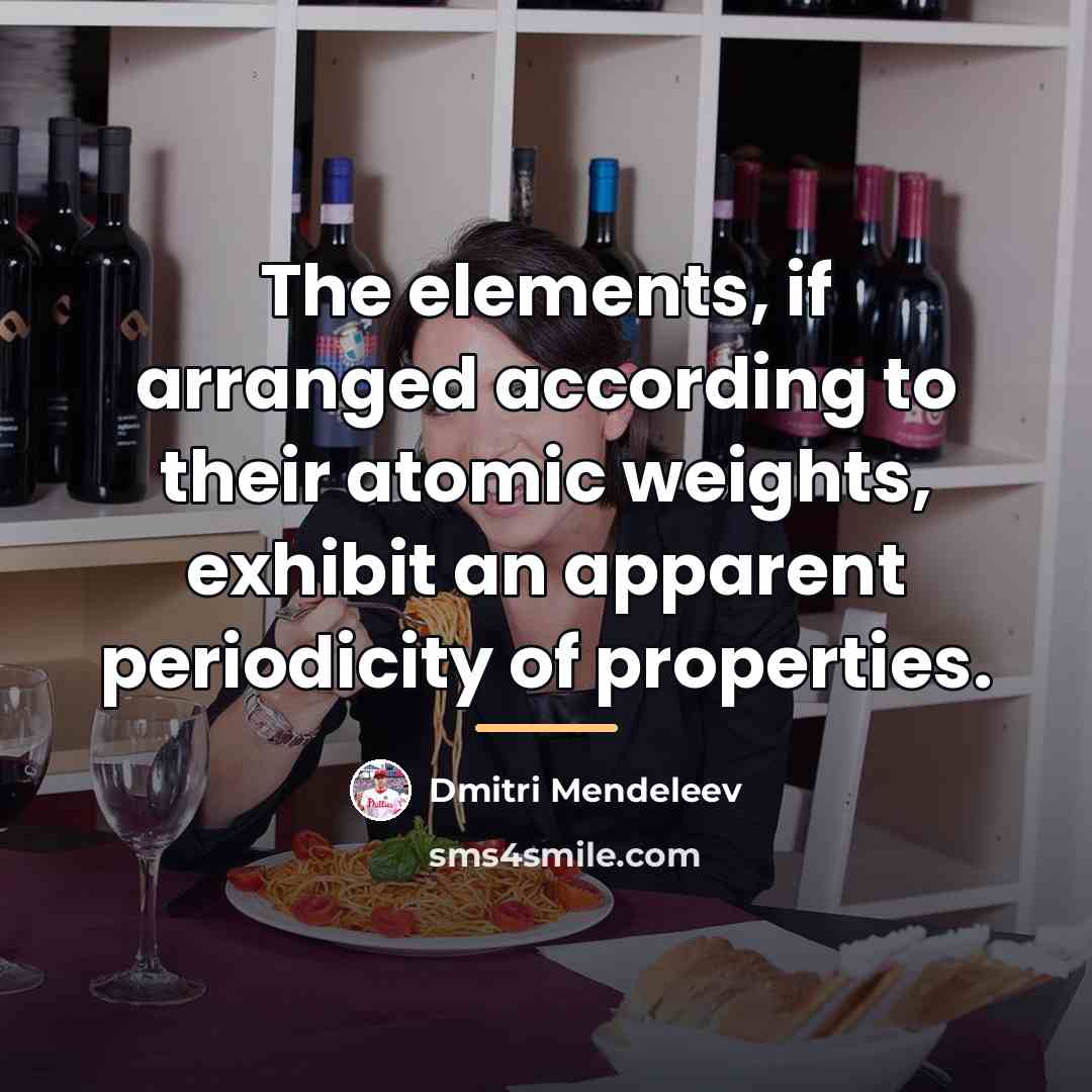 “The elements, if arranged according to their atomic weights, exhibit…” quote by Dmitri Mendeleev