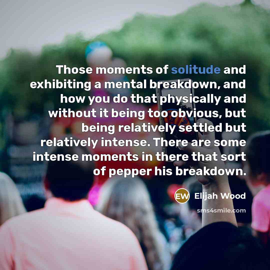 “Those moments of solitude and exhibiting a mental breakdown, and…” quote by Elijah Wood