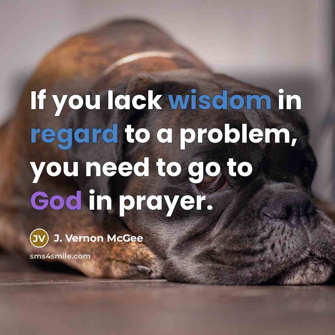 “If you lack wisdom in regard to a problem, you need to go to God in prayer.” quote by J. Vernon McGee