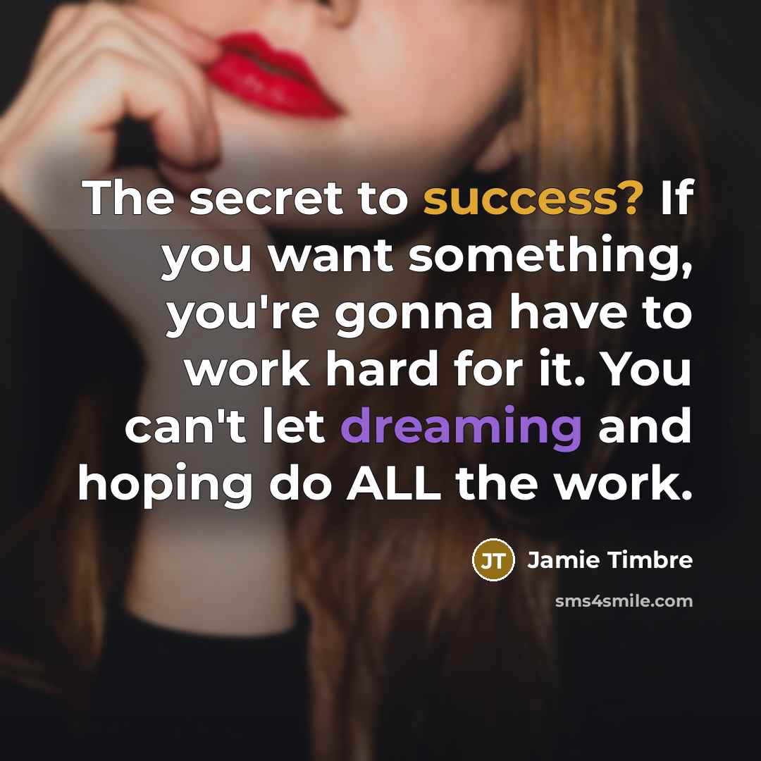“The secret to success? If you want something, you're gonna…” quote by Jamie Timbre