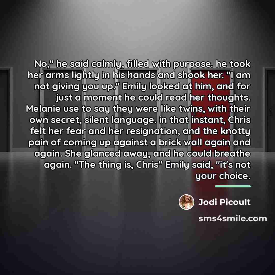 “No," he said calmly, filled with purpose. he took her…” quote by Jodi Picoult
