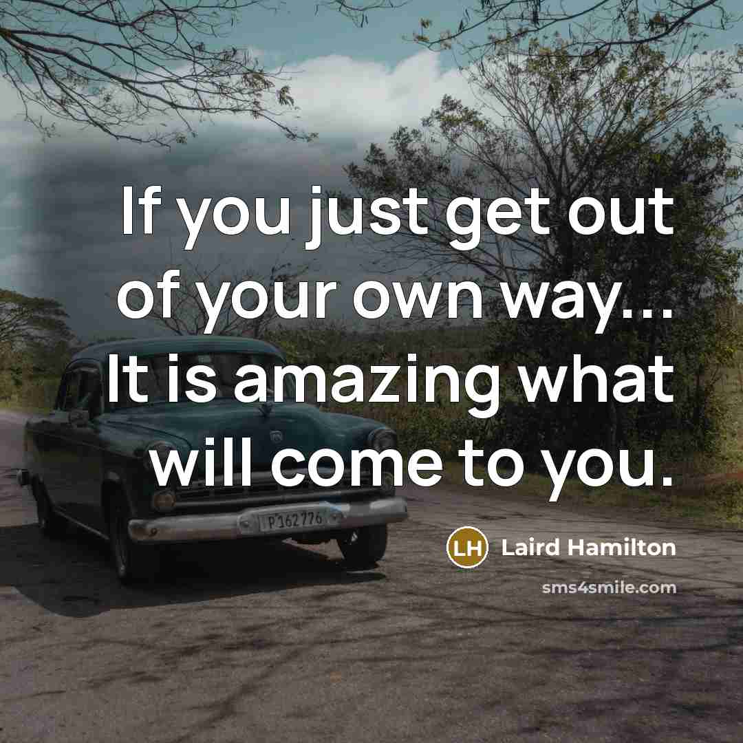 “If you just get out of your own way... It is amazing what will come to you.” quote by Laird Hamilton