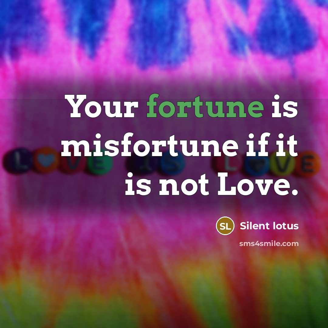 “Your fortune is misfortune if it is not Love.…” quote by Silent lotus