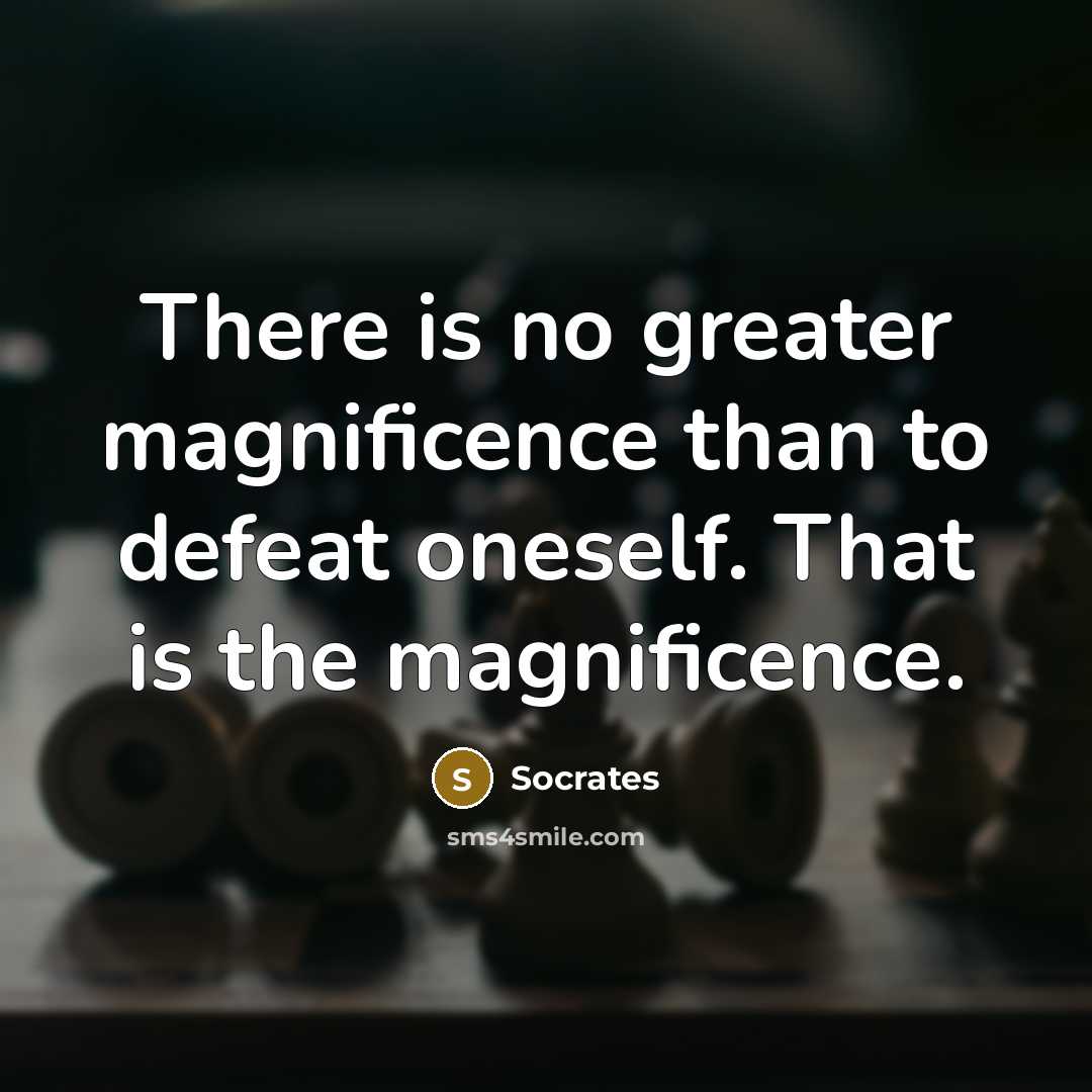 “There is no greater magnificence than to defeat oneself. That…” quote by Socrates