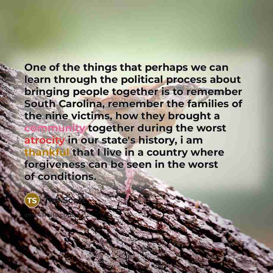 “One of the things that perhaps we can learn through…” quote by Tim Scott