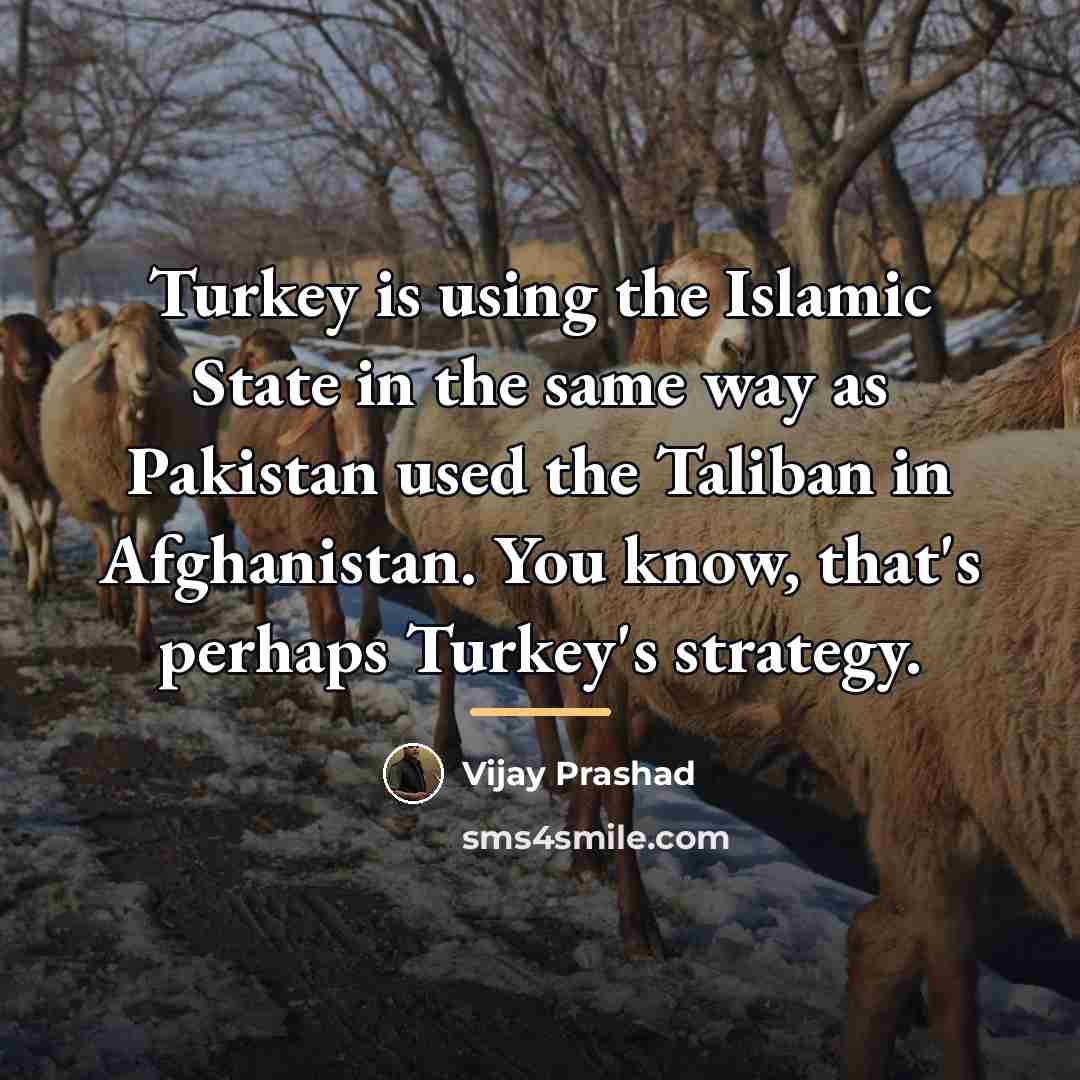 “Turkey is using the Islamic State in the same way…” quote by Vijay Prashad