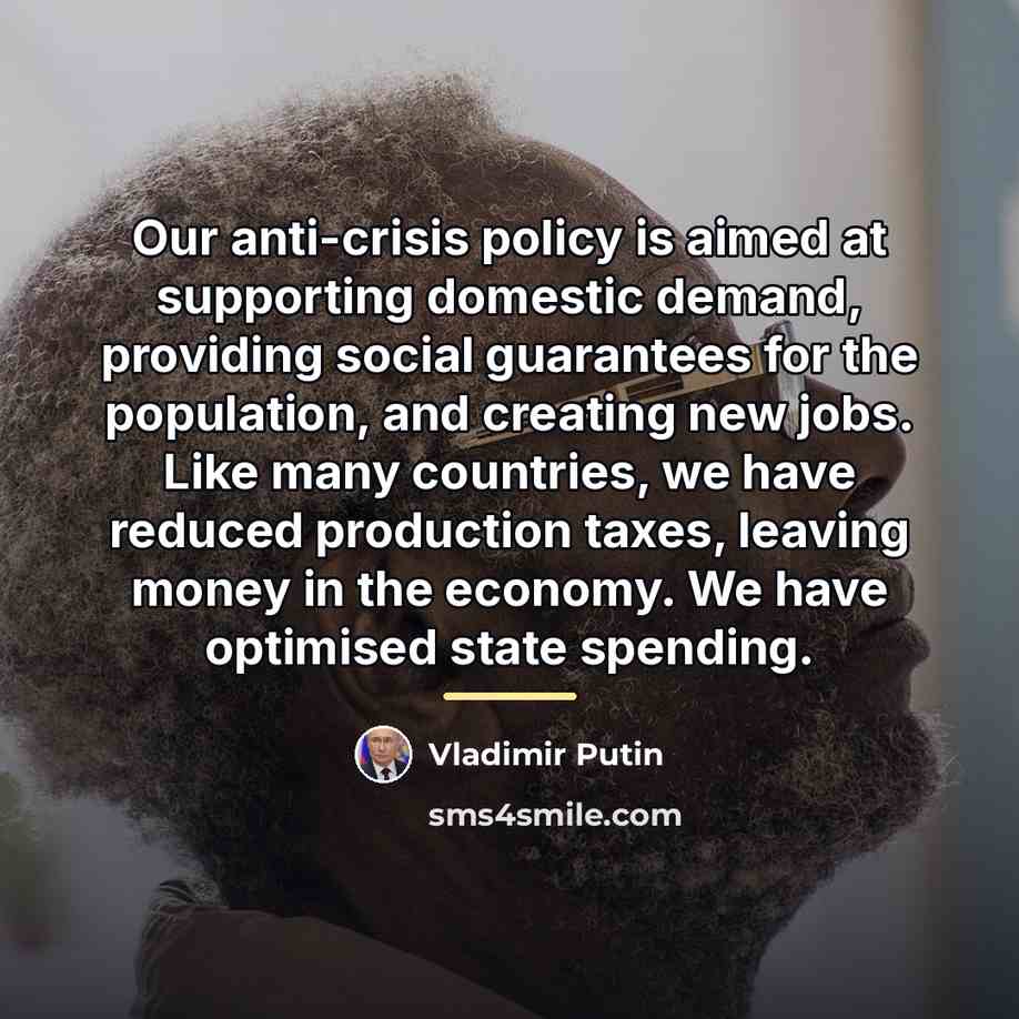 “Our anti-crisis policy is aimed at supporting domestic demand, providing…” quote by Vladimir Putin