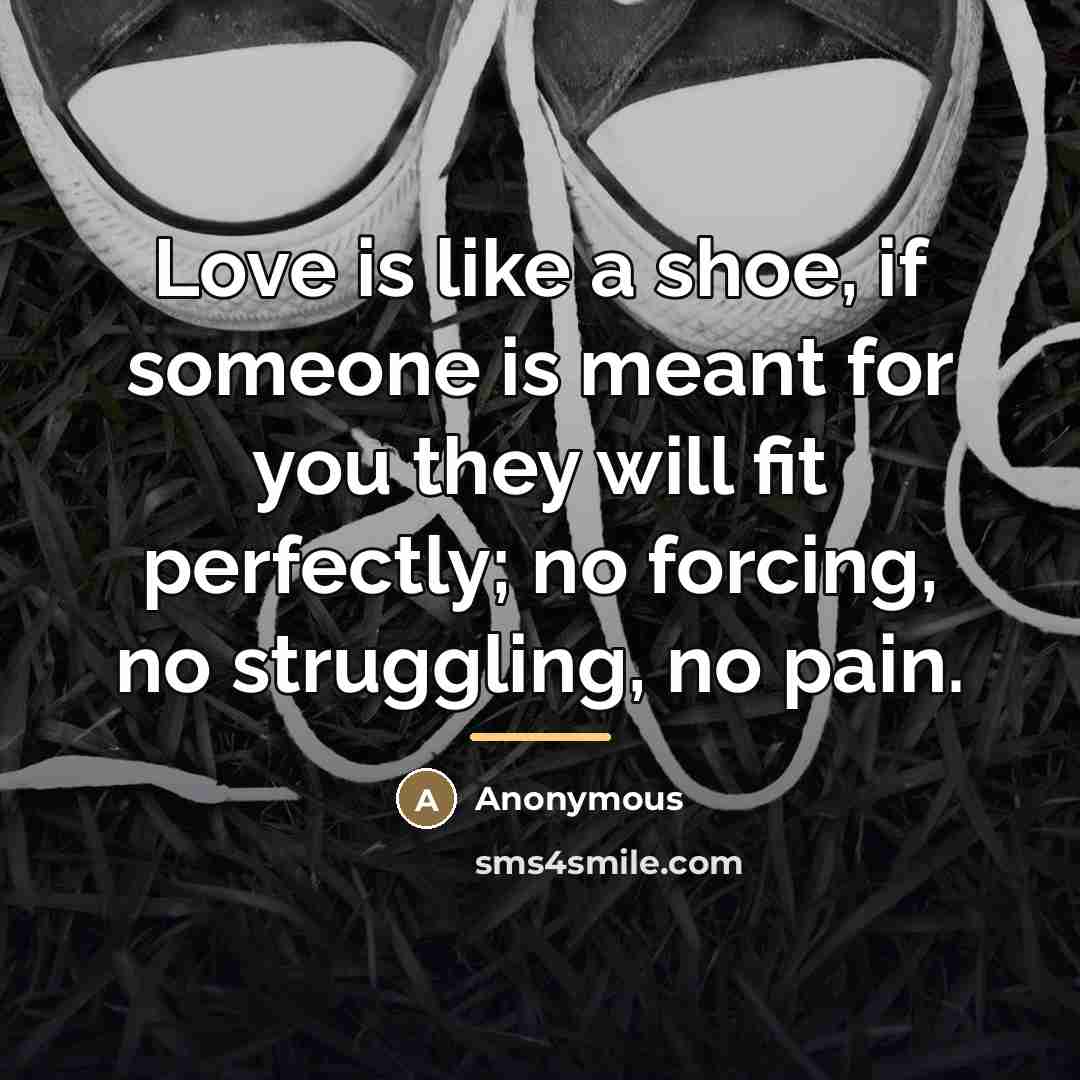 “Love is like a shoe, if someone is meant for…” quote by Anonymous